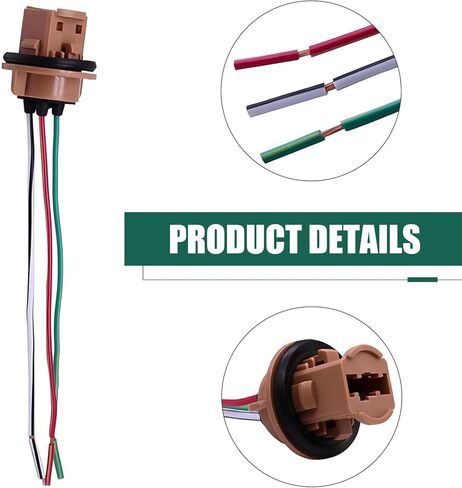 WZP 2PCS 7443 مقبس ضوء الفرامل، حامل لمبة 7440 T20، محول أنثى مقاوم للماء، متوافق مع مصابيح LED، أضواء إشارة الانعطاف، مصابيح الفرامل، مصابيح الذيل in Kuwait
