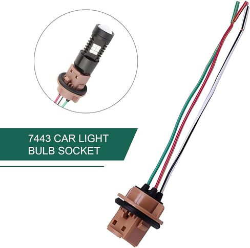 WZP 2PCS 7443 مقبس ضوء الفرامل، حامل لمبة 7440 T20، محول أنثى مقاوم للماء، متوافق مع مصابيح LED، أضواء إشارة الانعطاف، مصابيح الفرامل، مصابيح الذيل in Kuwait