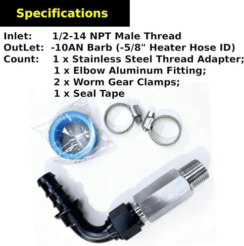 Top Heater Hose Fitting Upgrade Fit For Dodge Ram 6.7L Cummins 2007.5+ with Upgraded Aluminum Stainless Steel in Kuwait