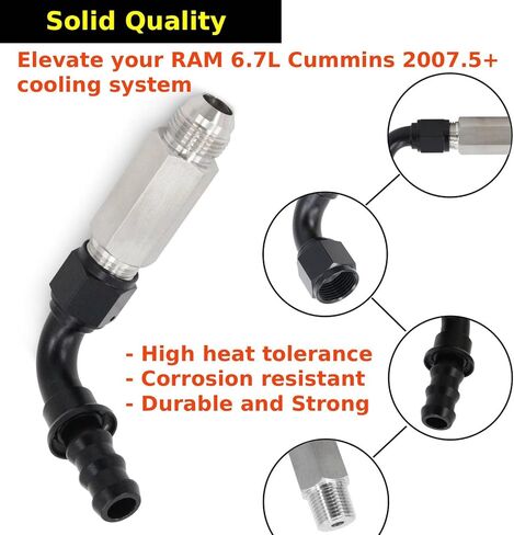 Top Heater Hose Fitting Upgrade Fit For Dodge Ram 6.7L Cummins 2007.5+ with Upgraded Aluminum Stainless Steel in Kuwait
