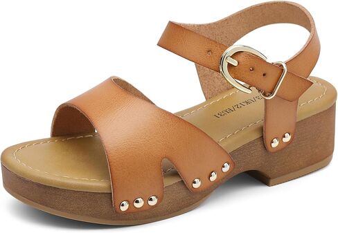 Girls Sandals Wedge Platform Open Toe Sandals Ankle Strap Summer Heels Dress Shoes for Little Big Kid in Kuwait