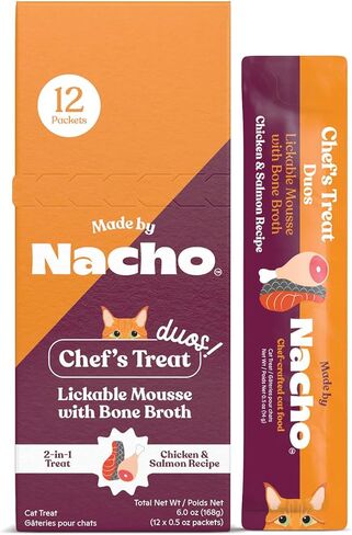 Made by Nacho Lickable Mousse Tubes Cat Treat 12 Count with Bone Broth Variety Pack (.5 oz) No Grains, Corn, Wheat or Soy, in Saudi Arabia