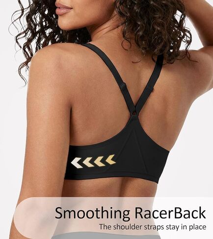 DEANGELMON Front Closure Bras for Women Jelly Wireless Padded Racerback Bralett Seamless Low Cut V-Neck Lightweight T-Shirts Bra Black Small in Kuwait