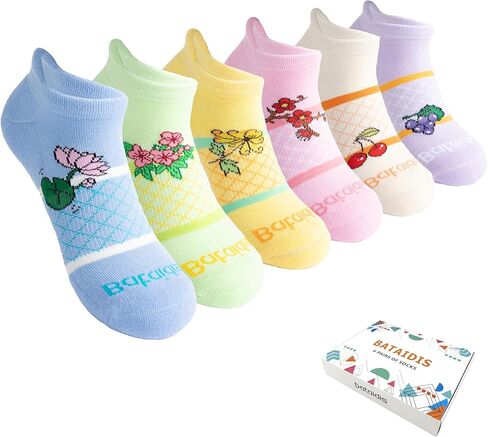 Womens Dopamine Color Ankle Socks 6 Pairs Running Athletic Cushioned Sole Socks With Tab in Saudi Arabia