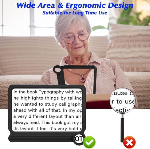 30X 6X Handheld Magnifying Glass, Large Magnifying Glass for Reading, Magnifier Sheet Lightweight Full Book Page Viewing Area, Perfect Magnifiers for Reading Small Prints and Low Vision Seniors in Kuwait