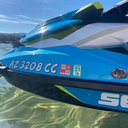 Boat Registration Numbers (Two Decals) Custom State Registration Stickers/Vinyl Boat Decal Graphics Pair 2CL (Solid Colors + Drop Shadow) in Kuwait
