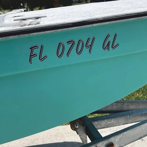 Boat Registration Numbers (Two Decals) Custom State Registration Stickers/Vinyl Boat Decal Graphics Pair 2CL (Solid Colors + Drop Shadow) in Kuwait