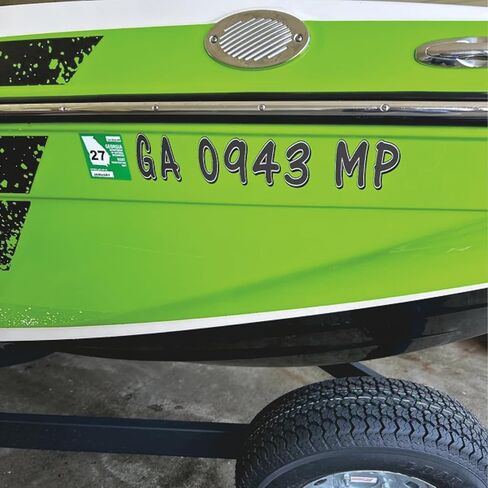 Boat Registration Numbers (Two Decals) Custom State Registration Stickers/Vinyl Boat Decal Graphics Pair 2CL (Solid Colors + Drop Shadow) in Kuwait