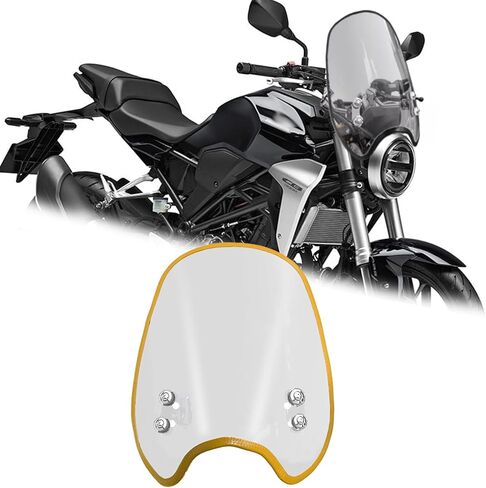 لدراجة نارية CB250R CB300R CB400/SB/SF هدية هواء الزجاج الأمامي، عاكس الرياح الأمامي، الزجاج الأمامي للمقود، أداة مرتفعة واقي من الشمس ملحقات الدراجات النارية (لون شفاف، أبيض) in Kuwait