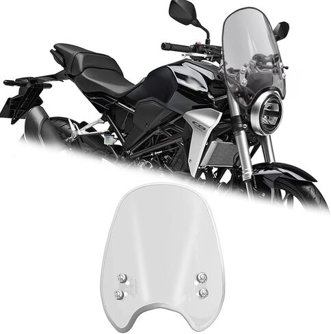 لدراجة نارية CB250R CB300R CB400/SB/SF هدية هواء الزجاج الأمامي، عاكس الرياح الأمامي، الزجاج الأمامي للمقود، أداة مرتفعة واقي من الشمس ملحقات الدراجات النارية (لون شفاف، أبيض) in Kuwait
