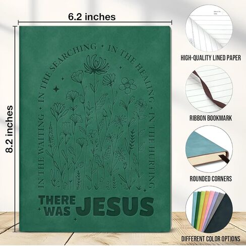 Christian Floral Notebook for Women Bible Verse There Was Jesus Journal Religious Christian Gifts for Coworker Friend-Dark Green in Saudi Arabia