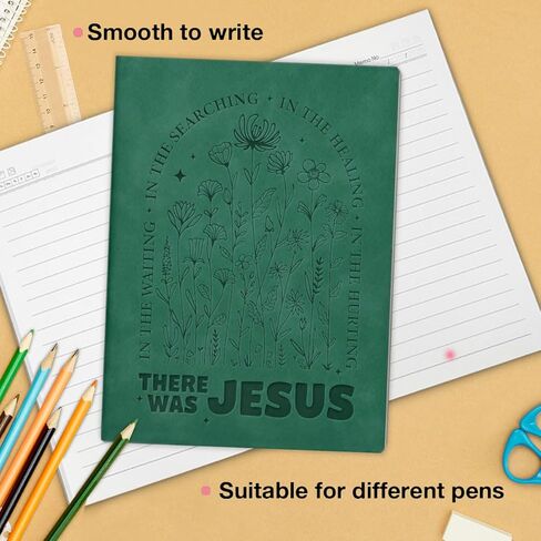 Christian Floral Notebook for Women Bible Verse There Was Jesus Journal Religious Christian Gifts for Coworker Friend-Dark Green in Saudi Arabia