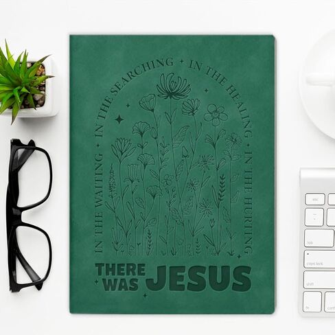 Christian Floral Notebook for Women Bible Verse There Was Jesus Journal Religious Christian Gifts for Coworker Friend-Dark Green in Saudi Arabia