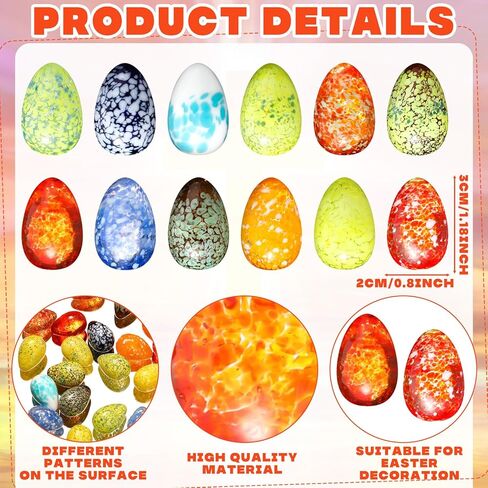 24 Pcs Easter Eggs Bulks Hand Blown Glass Easter Eggs Gems Small Stones Blown Glass Ornaments Collectible Figurines for Party Gifts and Crafts in Kuwait
