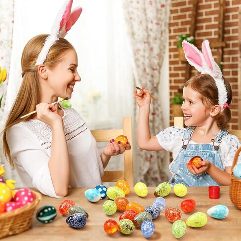 24 Pcs Easter Eggs Bulks Hand Blown Glass Easter Eggs Gems Small Stones Blown Glass Ornaments Collectible Figurines for Party Gifts and Crafts in Kuwait