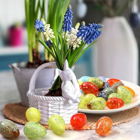 24 Pcs Easter Eggs Bulks Hand Blown Glass Easter Eggs Gems Small Stones Blown Glass Ornaments Collectible Figurines for Party Gifts and Crafts in Kuwait