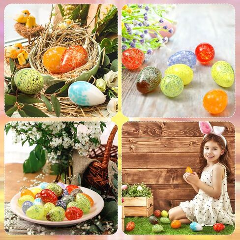 24 Pcs Easter Eggs Bulks Hand Blown Glass Easter Eggs Gems Small Stones Blown Glass Ornaments Collectible Figurines for Party Gifts and Crafts in Kuwait