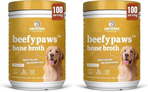 Zammex Bone Broth for Dogs, Grass Fed Beef Bone Broth Protein Powder - Supports Joints and Bone, Enhances Fur, Dogs & Cats Food Toppers for Dry & Wet 10.58oz in Saudi Arabia