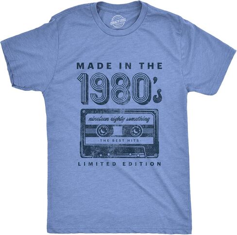 Mens Made in The 1980s T Shirt Funny Retro Cassette Tape Music Graphic Tee in Saudi Arabia