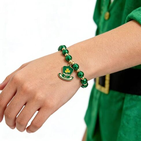 St. Patrick’s Day Green Beaded Bracelets Set for Women, Shamrock & Lucky Charm Stretch Bracelets, Irish Holiday Party Jewelry for Parade, Celebration & Everyday Wear in Saudi Arabia