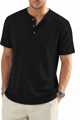 MAGCOMSEN Men's Henley Short Sleeve Shirt UPF 80+ Lightweight T-Shirts Moisture Wicking Tee Casual Summer Basic Solid Shirt in Saudi Arabia
