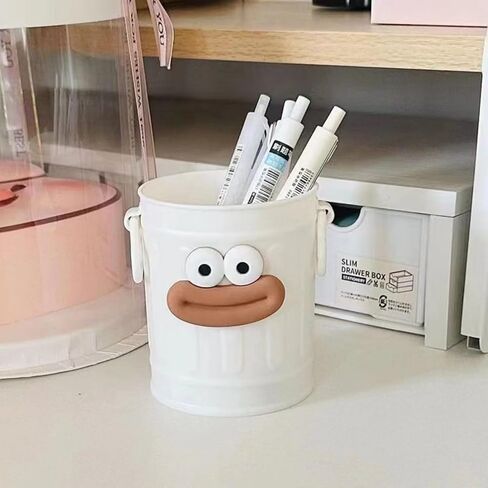 Green Cartoon Smiling Face Pencil Holder Decorative Pencil Cup Storage Organizer Container Accessory for Office School Home Desk in Saudi Arabia