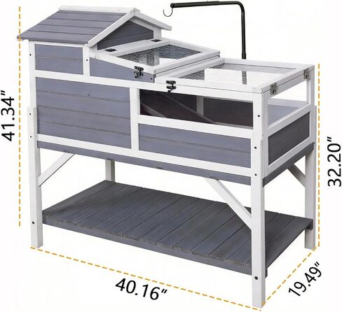 GEGURI Tortoise Habitat House Indoor Outdoor, 3-Room Wooden Turtle Enclosure Reptile Cage with Shelf Storage, Balcony & 2 Stories for Small Animals in Kuwait