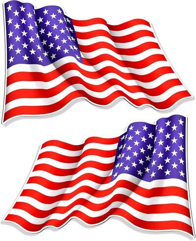 2 PCS American Flag Magnet for Car Truck - 1x Regular, 1x Reversed - USA Wavy Opposing Magnets Decal (3" x 2" (2 Pack)) in Kuwait
