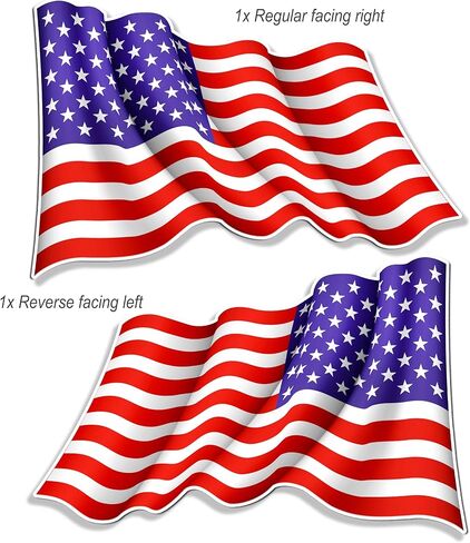 2 PCS American Flag Magnet for Car Truck - 1x Regular, 1x Reversed - USA Wavy Opposing Magnets Decal (3" x 2" (2 Pack)) in Kuwait