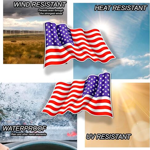 2 PCS American Flag Magnet for Car Truck - 1x Regular, 1x Reversed - USA Wavy Opposing Magnets Decal (3" x 2" (2 Pack)) in Kuwait