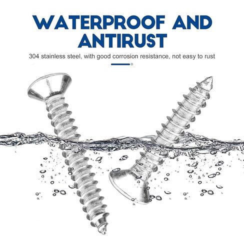 مجموعة متنوعة من مسامير التنصت الذاتية NINDEJIN M3.5، براغي خشبية مجلفنة من الصلب الكربوني، 282 قطعة من مسامير الخشب ذات الرأس المسطح ذات الرأس المتقاطع مع دفعة متقاطعة الرأس in Kuwait