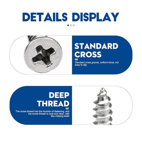 مجموعة متنوعة من مسامير التنصت الذاتية NINDEJIN M3.5، براغي خشبية مجلفنة من الصلب الكربوني، 282 قطعة من مسامير الخشب ذات الرأس المسطح ذات الرأس المتقاطع مع دفعة متقاطعة الرأس in Kuwait