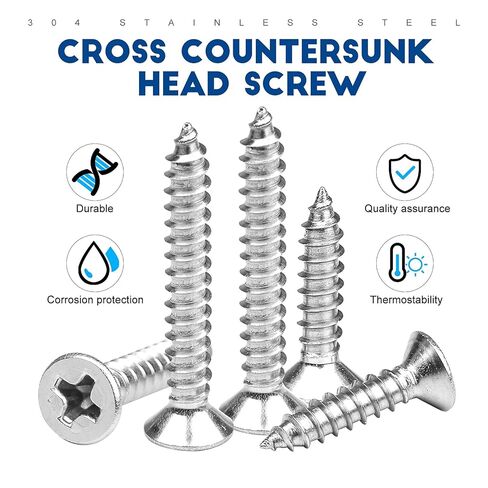 مجموعة متنوعة من مسامير التنصت الذاتية NINDEJIN M3.5، براغي خشبية مجلفنة من الصلب الكربوني، 282 قطعة من مسامير الخشب ذات الرأس المسطح ذات الرأس المتقاطع مع دفعة متقاطعة الرأس in Kuwait