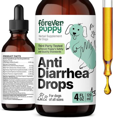 Anti-Diarrhea Liquid Drops for Dogs - Diarrhea Relief Drops - Fiber Supplements w/Psyllium Husk - Prebiotics for Dogs' Digestive Support - Dog Food Supplements for Firmer Stool & Gut Health - 2 oz in Kuwait