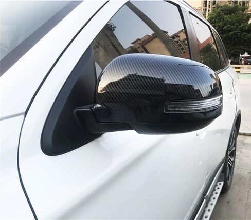 1Pair Car Rearview Mirror Cover Trim for Mitsubishi Outlander 2013 2014 2015 2016 2017 2018 2019 2020 Carbon Fiber in Saudi Arabia