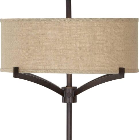 Franklin Iron Works Tremont Modern Mid Century Floor Lamp يقف 62 بوصة طويل القامة برونزي عميق معدن تان الخيش طبل الظل لغرفة المعيشة القراءة غرفة النوم مكتب المنزل ديكور المنزل in Kuwait