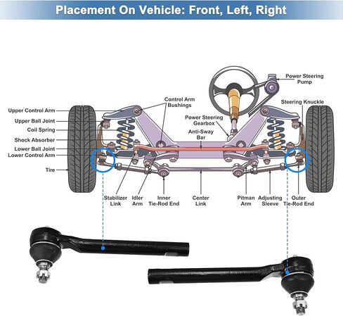 X AUTOHAUX 2pcs Front Outer Tie Rod End Links Kit Suspension Steering Tie Rod End ES800035 S800055 for Hyundai Veracruz Santa Fe 2007-2012 for Kia Sorento 2011-2013 in Saudi Arabia