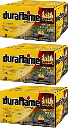 Duraflame 4.5 رطل 3 ساعات وقت حرق طويل داخلي وخارجي سجل حريق سريع للتخييم وحفر النار والنيران والمواقد (18 حزمة) in Kuwait