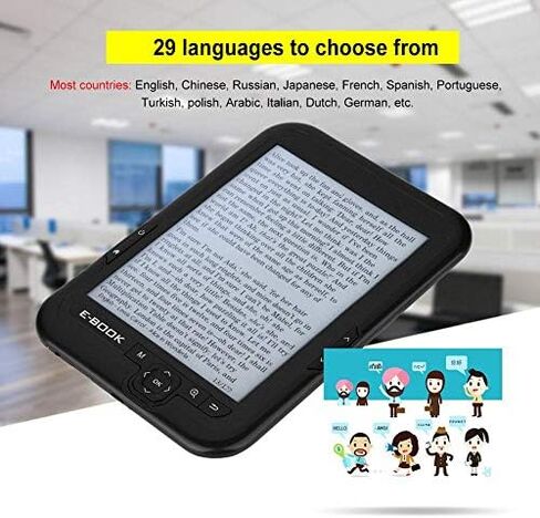E-Reader, 6 inch E‑Book Reader with E‑Ink Screen, 1024 x 768 Resolution Display 300DPI Electronic Paper Book with Blue Cover, E-Paper Supports TF Card for Adult, Kids(Black 2) in Saudi Arabia