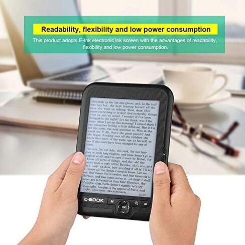 E-Reader, 6 inch E‑Book Reader with E‑Ink Screen, 1024 x 768 Resolution Display 300DPI Electronic Paper Book with Blue Cover, E-Paper Supports TF Card for Adult, Kids(Black 2) in Saudi Arabia