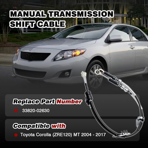 Manual Transmission Shift Cable Compatible with Toyota Corolla (ZRE120) MT 2004 2005 2006 2007 2008 2009 2010 2011 2012 2013 2014 2015 2016 2017 Replace For 33820-02630 in Saudi Arabia