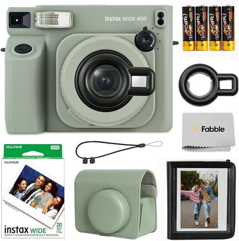 Fujifilm Instax Wide 400 Instant Film Camera (Sage Green) Bundle with Instax Wide Instant Film (40 Sheets), with Accessories Including Protective Carrying Case in Saudi Arabia