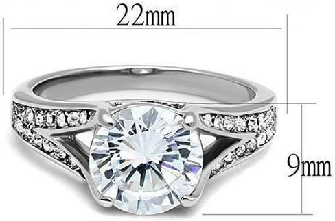 Gorgeous Cathedral Set Round Crystal CZ Engagement Ring, Channel Set Accents, Stainless Steel in Kuwait