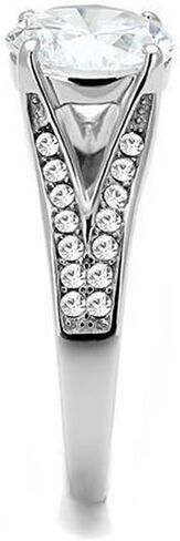 Gorgeous Cathedral Set Round Crystal CZ Engagement Ring, Channel Set Accents, Stainless Steel in Kuwait