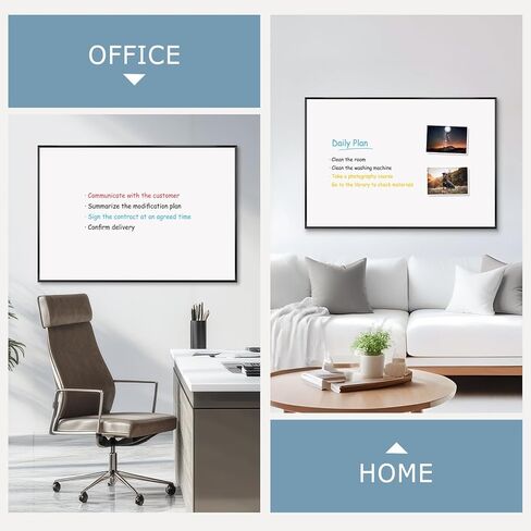 Large Dry Erase White Board, 36'' x 24'', Wall Hanging Magnetic Whiteboard for Home Office School Kitchen, Black Aluminum Frame in Kuwait