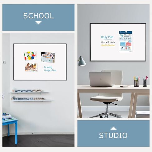 Large Dry Erase White Board, 36'' x 24'', Wall Hanging Magnetic Whiteboard for Home Office School Kitchen, Black Aluminum Frame in Kuwait