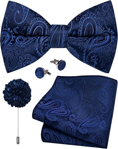 ربطات العنق للرجال بيزلي الحرير المنسوج ربطة العنق دبوس أزرار أكمام جيب مربع مجموعة حفل زفاف الأعمال 4 قطعة in Kuwait