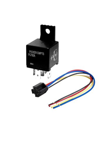 مرحل سيارة 12 فولت 40/30 أمبير مع مجموعة أسلاك | مرحل SPDT ذو 5 سنون من طراز Bosch Mini ISO مختوم مع صمام ثنائي وقوس تثبيت | المنتقى PC792A-1C-C1-12S-DN-X يعادل in Kuwait