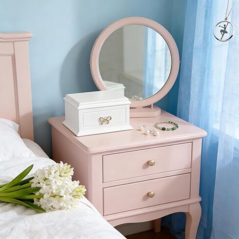 صندوق مجوهرات موسيقي خشبي أبيض مع راقصة الباليه الدوارة للفتيات والنساء، نغمة بحيرة البجع، هدايا لعيد الميلاد والعطلات، 7.5 × 5.5 × 4.1 بوصة in Kuwait