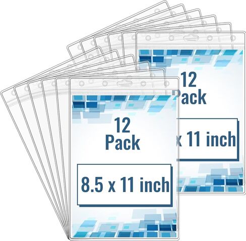 12 Pack Clear Sheet Protectors 8.5" x 11" Waterproof Resealable Zip Page Protectors Heavy Duty Dry Erase Document Holder Plastic Sleeves Protectors for Documents Photos Wall Sign Display in Saudi Arabia